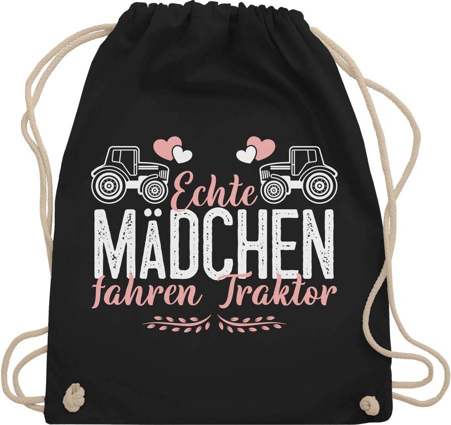 Shirtracer Echte Mädchen fahren Traktor weiß/rosa: T-Shirt Gym Bag Shirtracer