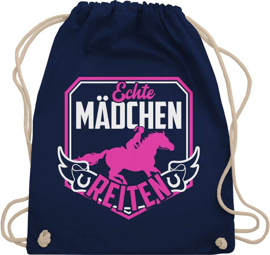 Shirtracer Echte Mädchen reiten Fuchsia / Weiß: Tshirt Gym Bag Shirtracer