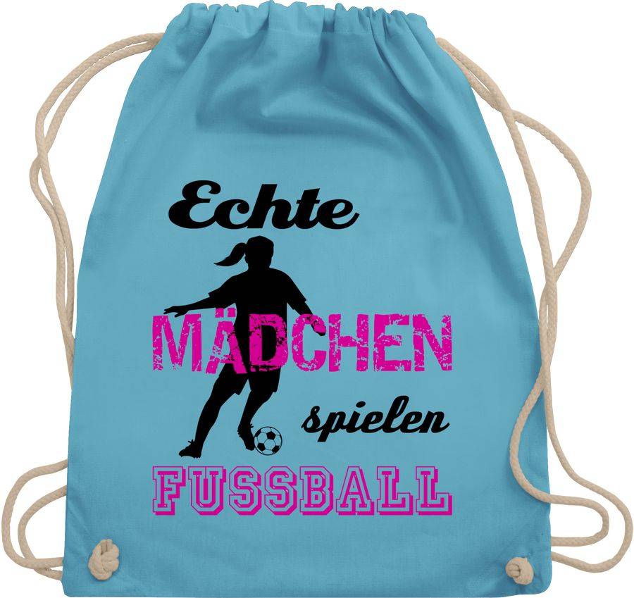 Shirtracer Echte Mädchen Spielen Fußball - Schwarz: Tshirt Rucksack Shirtracer