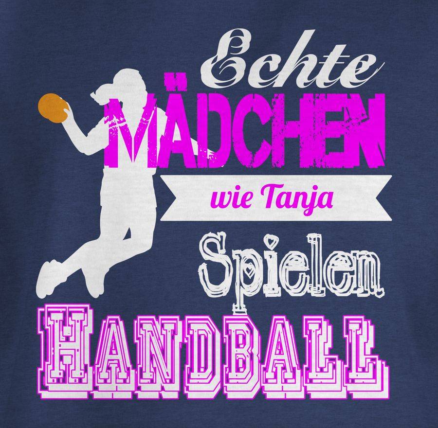 Shirtracer Echte Mädchen Spielen Handball - Mit Name: T-Shirt Turnbeutel Shirtracer