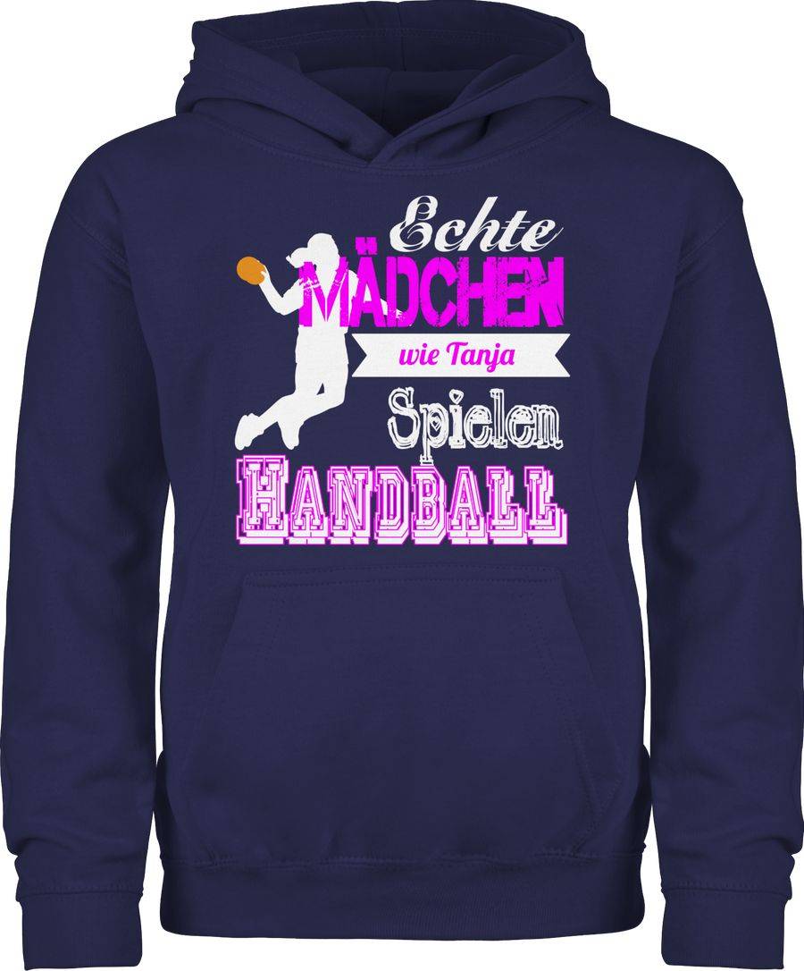 Shirtracer Echte Mädchen spielen Handball - mit Name: T-Shirt Turnbeutel Shirtracer