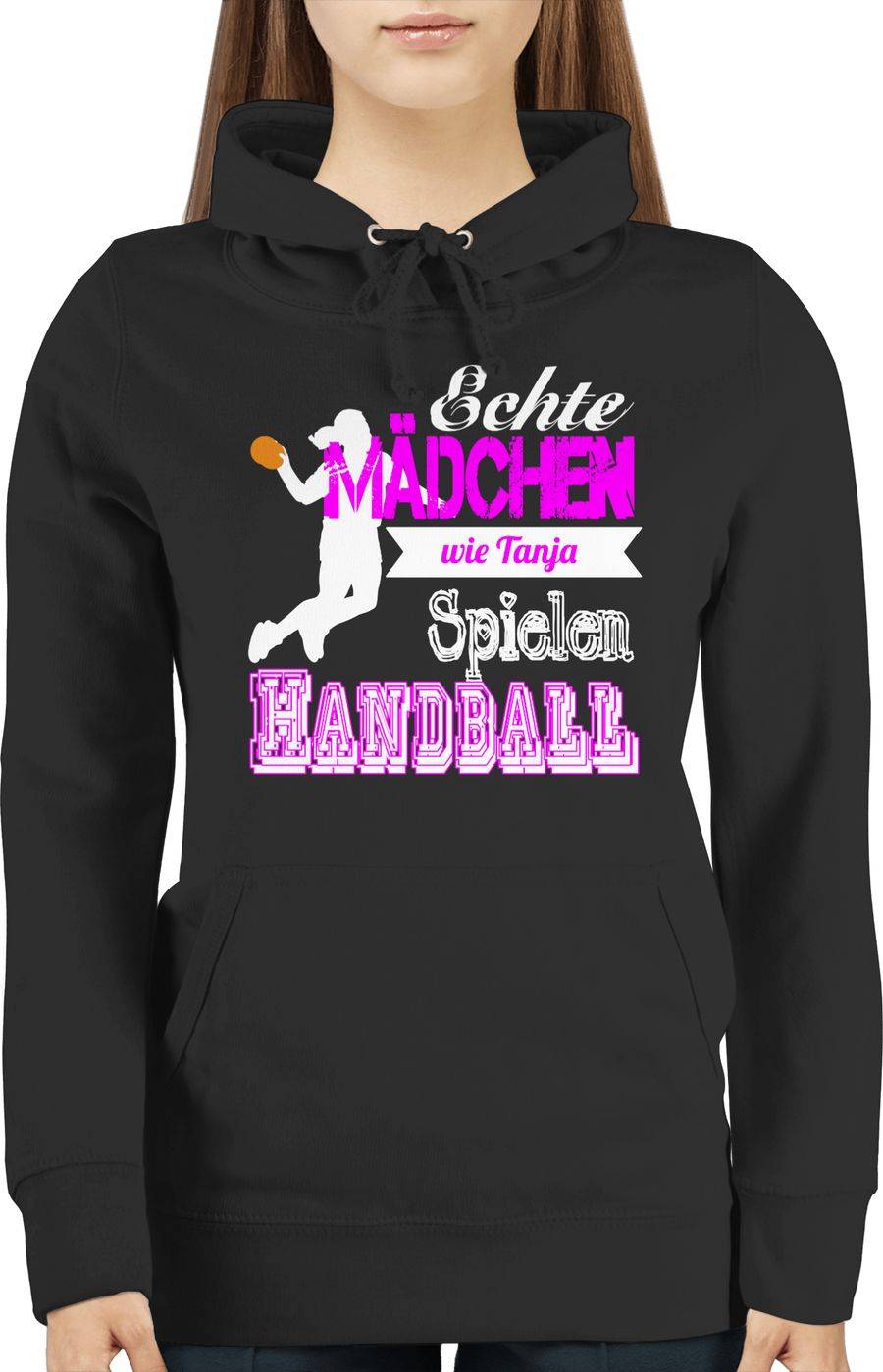 Shirtracer Echte Mädchen Spielen Handball - Mit Name: T-Shirt Turnbeutel Shirtracer