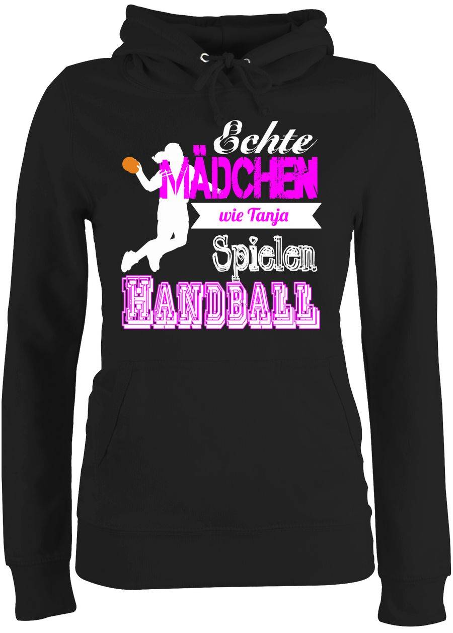 Shirtracer Echte Mädchen spielen Handball - mit Name: T-Shirt Turnbeutel Shirtracer