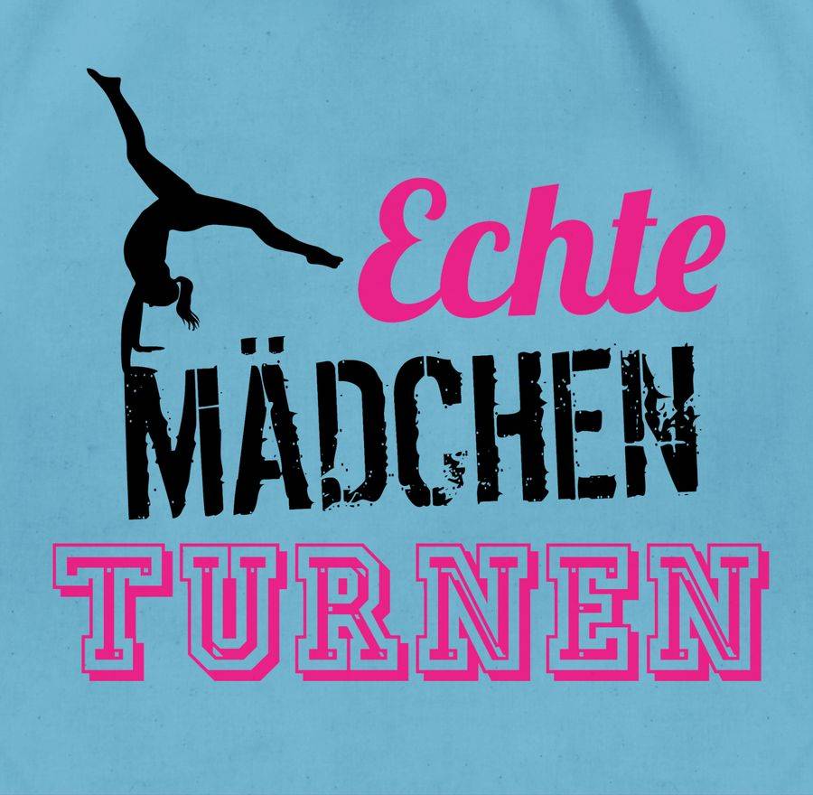 Shirtracer Echte Mädchen Turnen Fuchsia - Schwarz: T-Shirt Turnbeutel Shirtracer