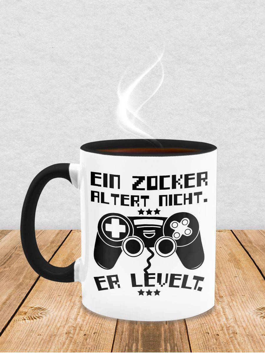 Shirtracer Ein Zocker Altert Nicht - Er Levelt: T-Shirt Turnbeutel Shirtracer