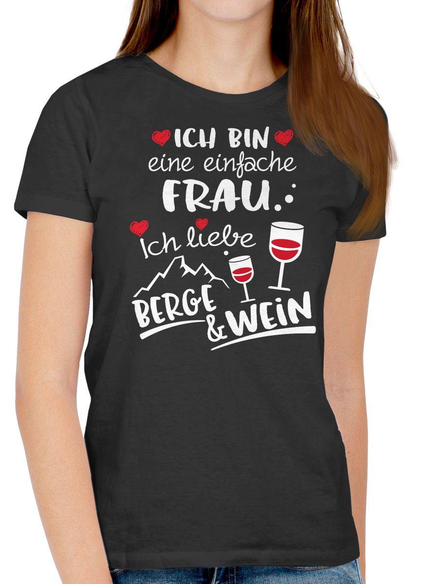 Shirtracer Einfache Frau - Berge & Wein - Weiß: T-Shirt Turnbeutel Shirtracer