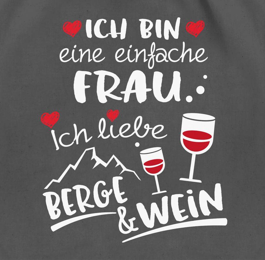 Shirtracer Einfache Frau - Berge & Wein - Weiß: T-Shirt Turnbeutel Shirtracer