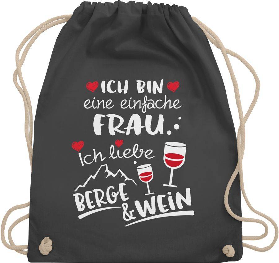 Shirtracer Einfache Frau - Berge & Wein - weiß: T-Shirt Turnbeutel Shirtracer
