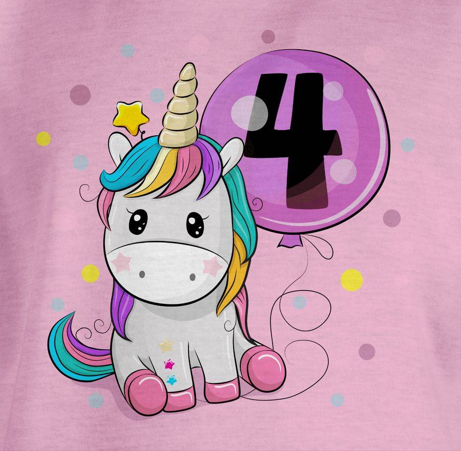 Shirtracer Einhorn 4 Geburtstag Mädchen Kindergeburtstag 4 Jahre Shirtracer