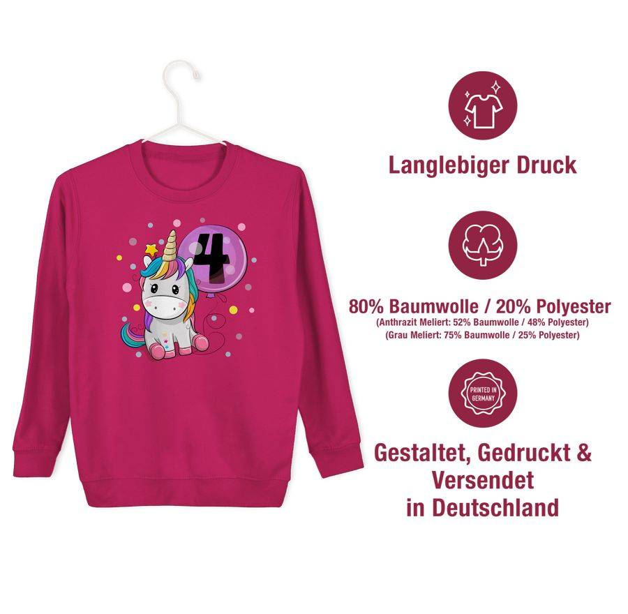 Shirtracer Einhorn 4 Geburtstag Mädchen Kindergeburtstag 4 Jahre Shirtracer