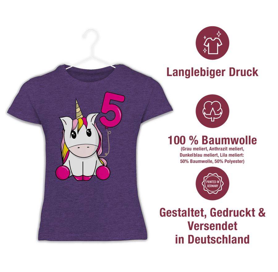 Shirtracer Einhorn Fünfter Luftballon: Tshirt Turnbeutel Shirtracer