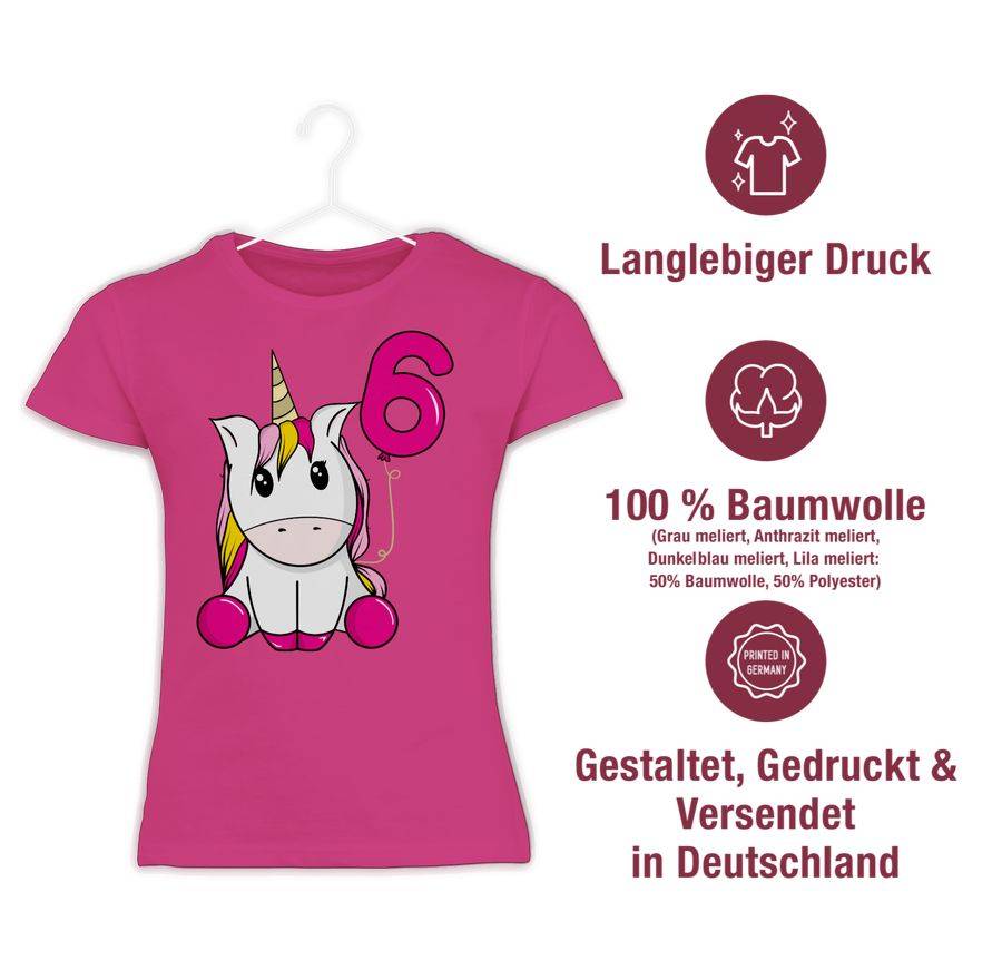 Shirtracer Einhorn Sechster Luftballon: T-Shirt Turnbeutel Shirtracer