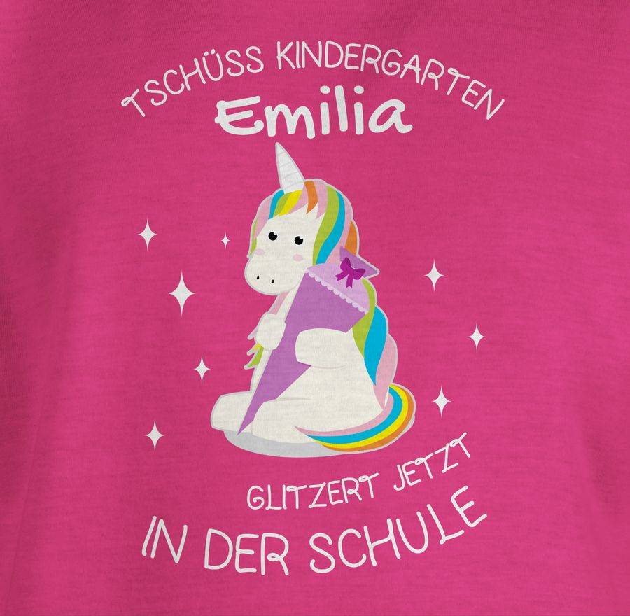 Shirtracer Einhorn Tschüss Kindergarten Schultüte Lila: T-Shirt Rucksack Shirtracer