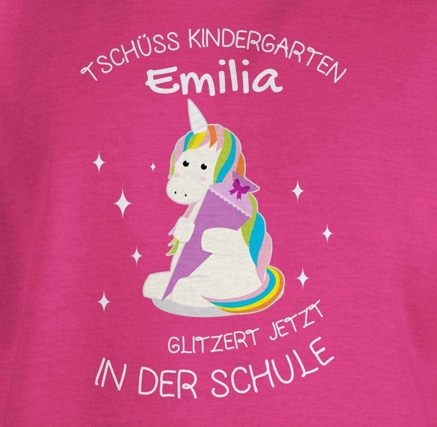 Shirtracer Einhorn Tschüss Kindergarten Schultüte Lila: T-Shirt Rucksack Shirtracer