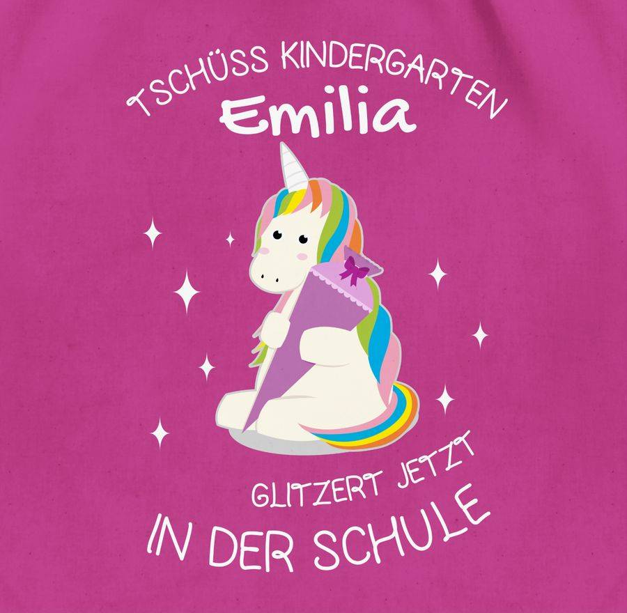Shirtracer Einhorn Tschüss Kindergarten Schultüte Lila: T-Shirt Rucksack Shirtracer