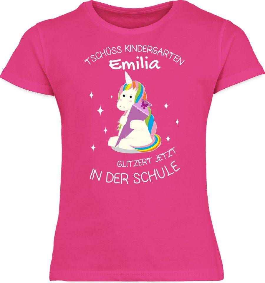 Shirtracer Einhorn Tschüss Kindergarten Schultüte Lila: T-Shirt Rucksack Shirtracer