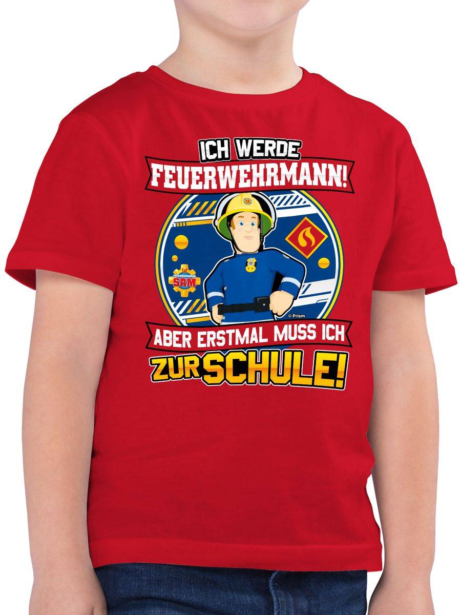 Shirtracer Einschulung - Ich werde Feuerwehrmann - Aber erst mal muss ich zur Schule: Tshir Shirtracer