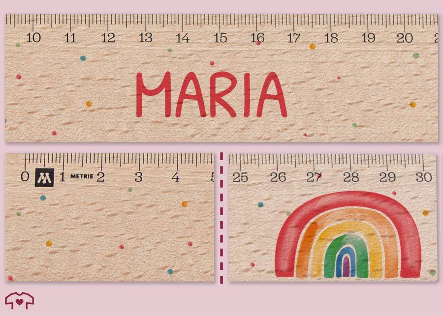 Shirtracer Einschulungsgeschenk Für Mädchen 30 Holzlineal Mit Süßem Regenbogen Und Namen Shirtracer