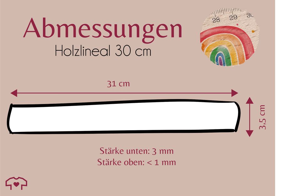 Shirtracer Einschulungsgeschenk Für Mädchen 30 Holzlineal Mit Süßem Regenbogen Und Namen Shirtracer