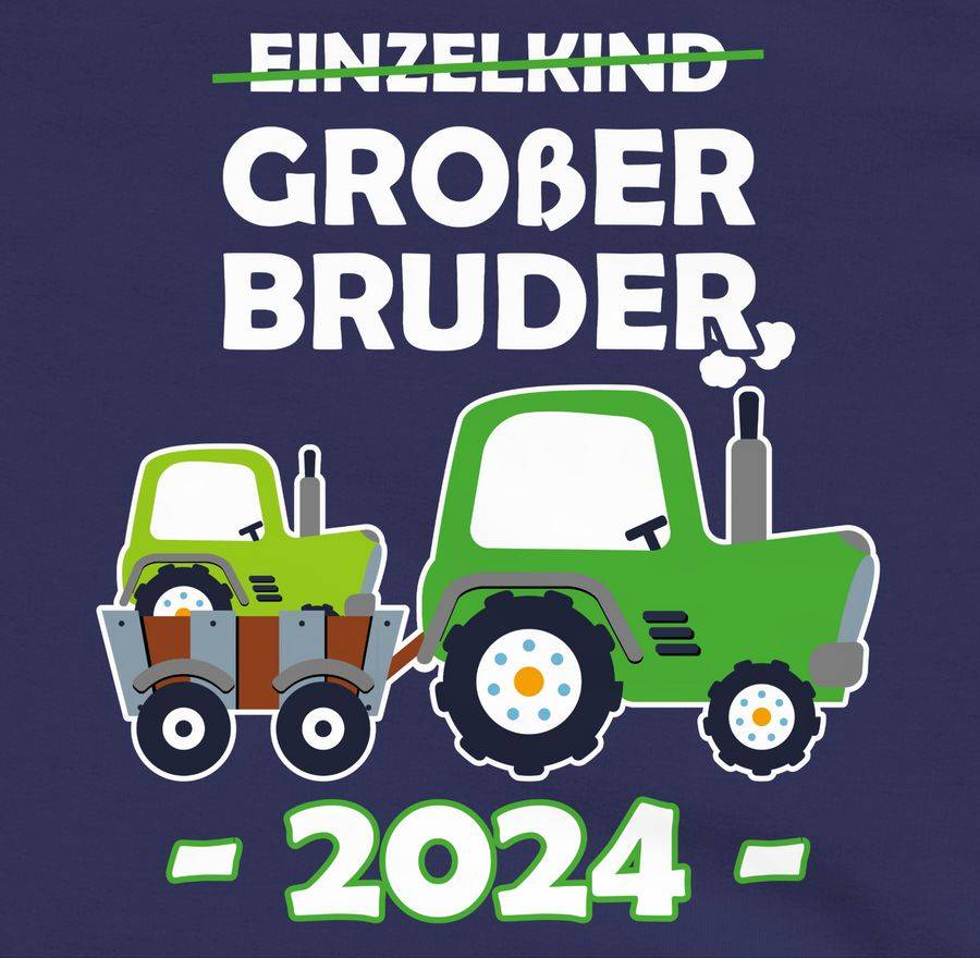 Shirtracer Einzelkind Großer Bruder 2024 Traktor: T-Shirt Turnbeutel Shirtracer