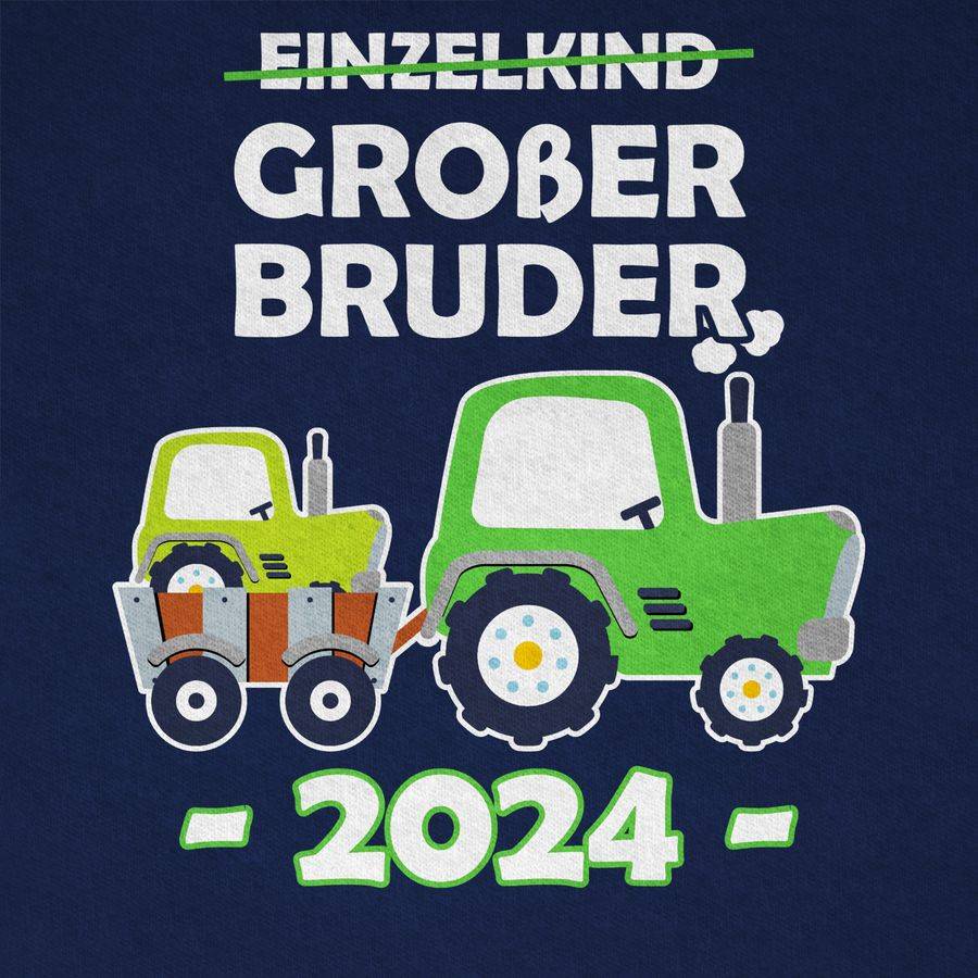 Shirtracer Einzelkind Großer Bruder 2024 Traktor: T-Shirt Turnbeutel Shirtracer
