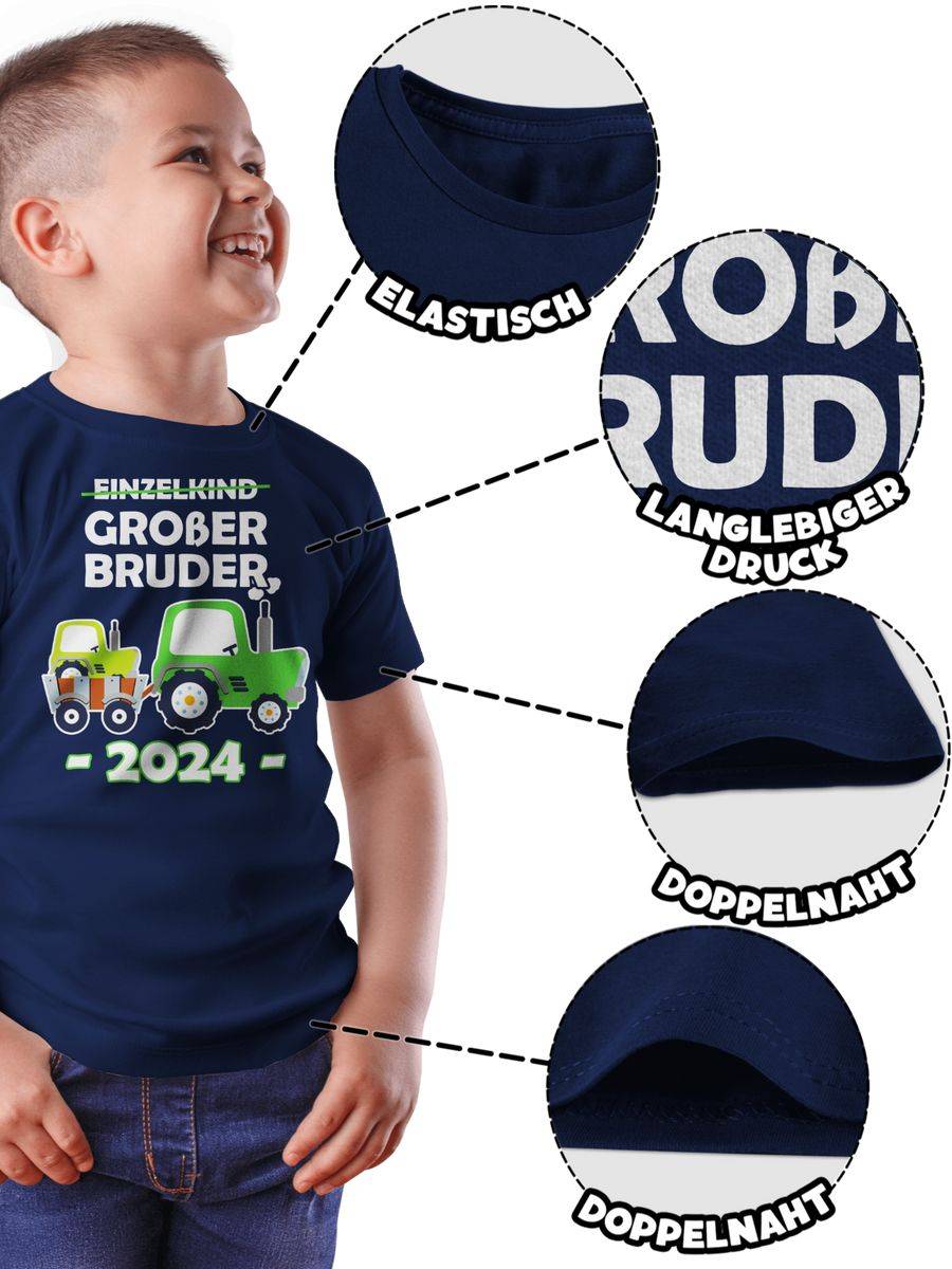 Shirtracer Einzelkind Großer Bruder 2024 Traktor: T-Shirt Turnbeutel Shirtracer