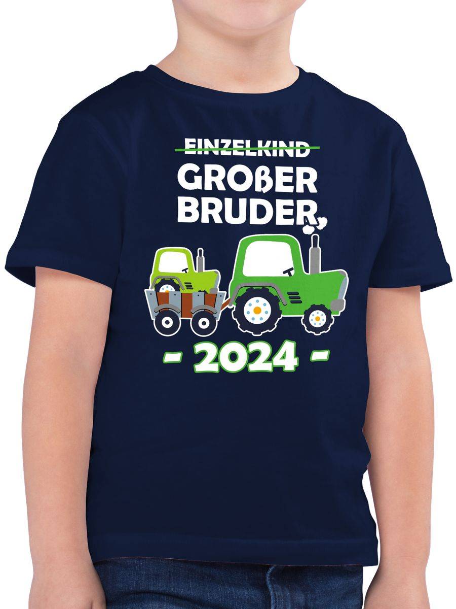 Shirtracer Einzelkind Großer Bruder 2024 Traktor: T-Shirt Turnbeutel Shirtracer
