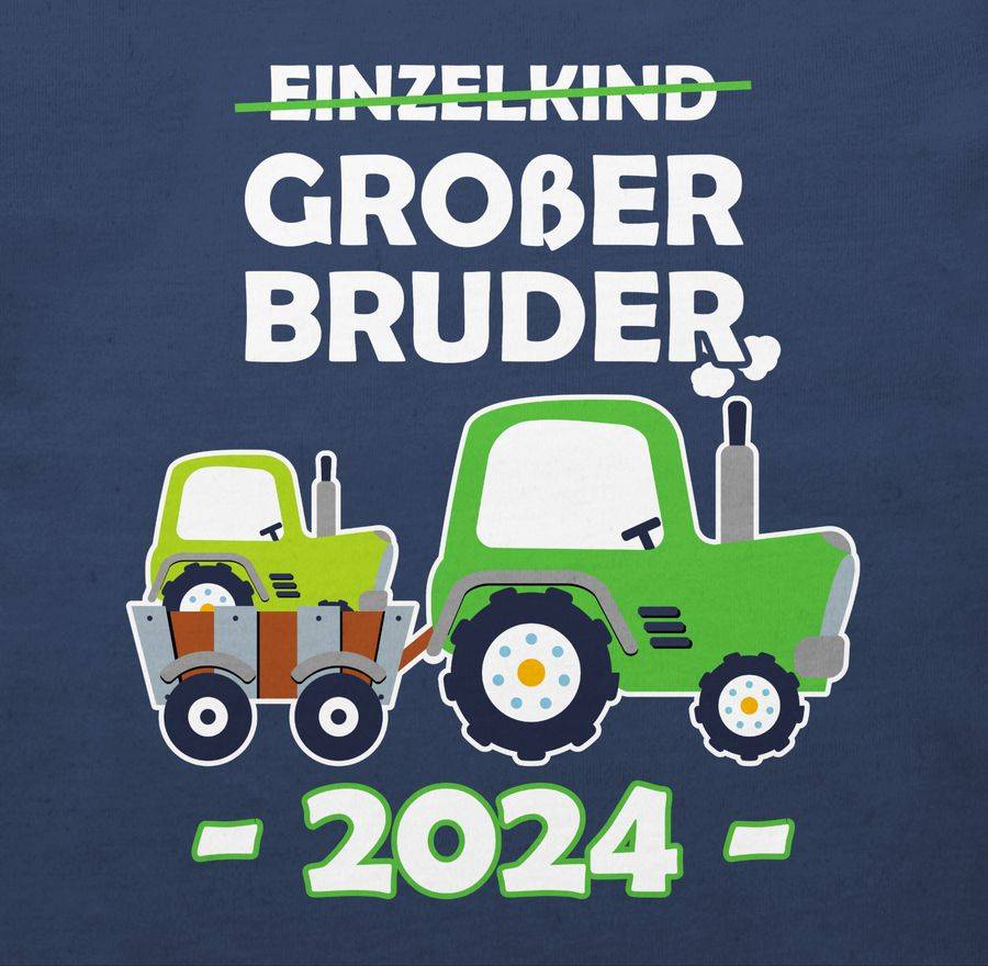 Shirtracer Einzelkind Großer Bruder 2024 Traktor: T-Shirt Turnbeutel Shirtracer