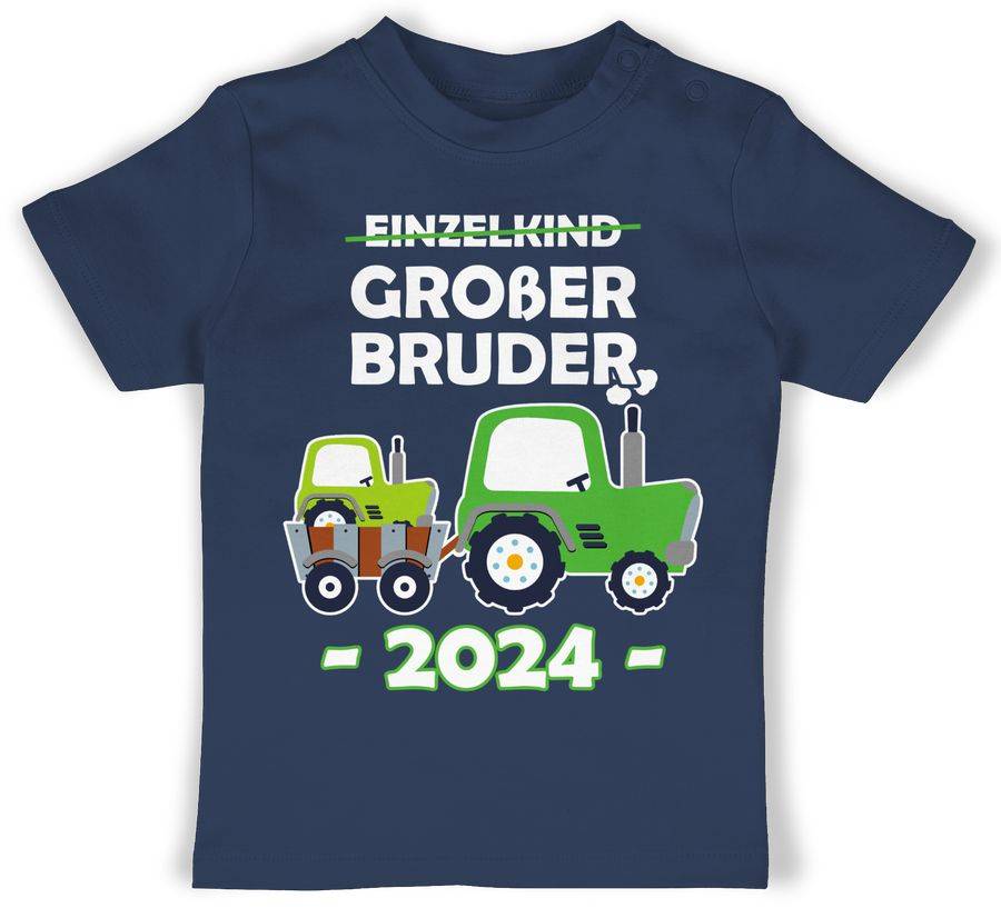 Shirtracer Einzelkind Großer Bruder 2024 Traktor: T-Shirt Turnbeutel Shirtracer