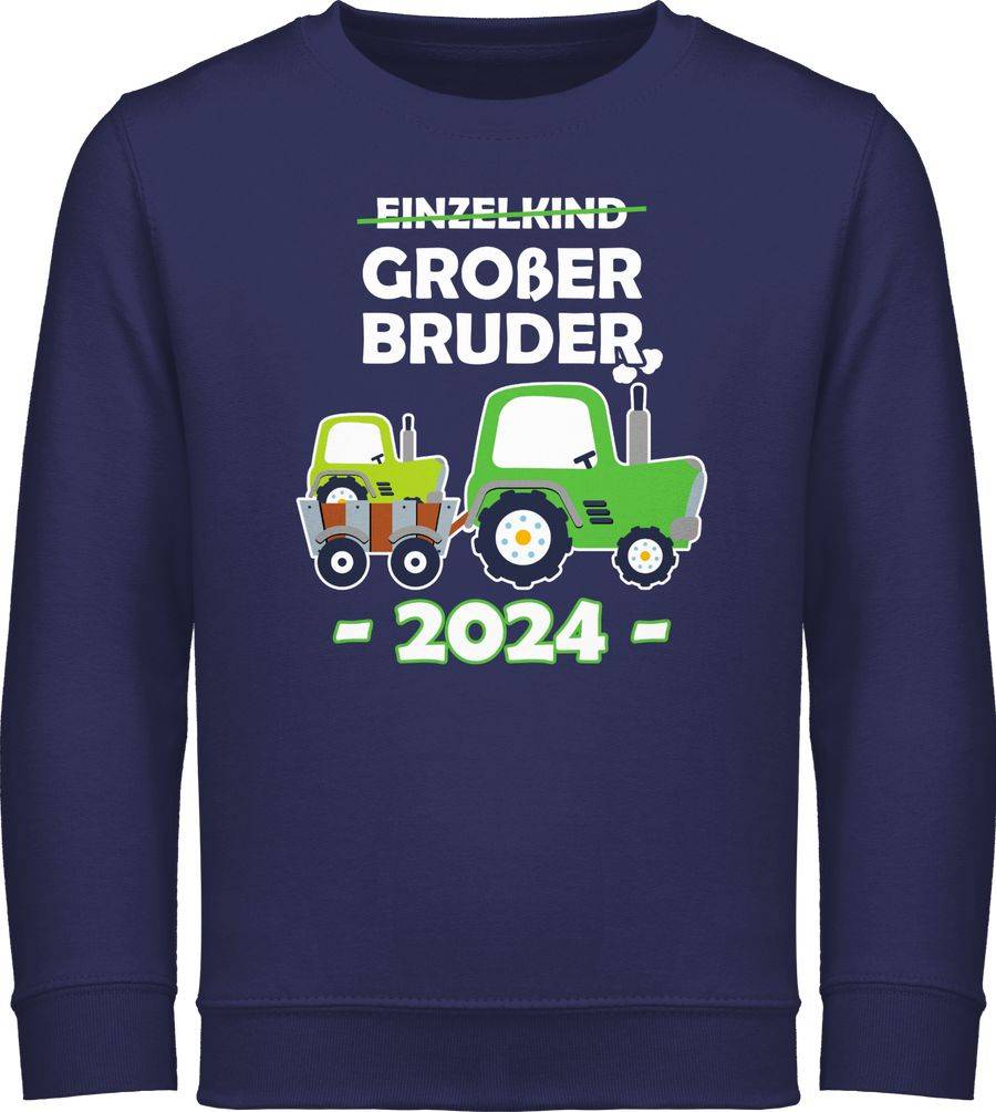 Shirtracer Einzelkind Großer Bruder 2024 Traktor: T-Shirt Turnbeutel Shirtracer