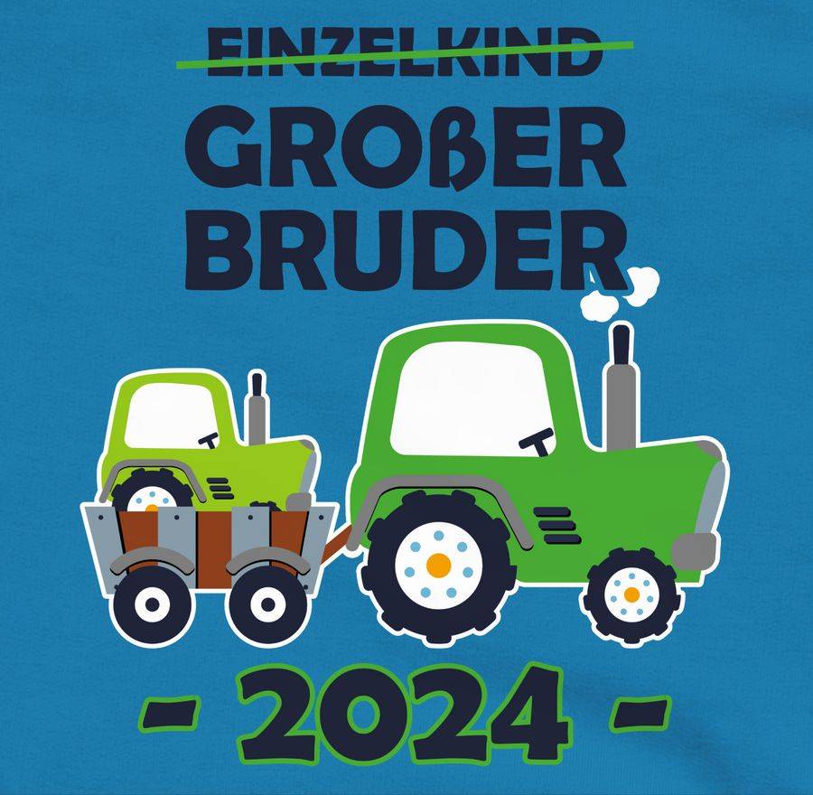 Shirtracer Einzelkind Großer Bruder 2024 Traktor: Tshirt Turnbeutel Shirtracer