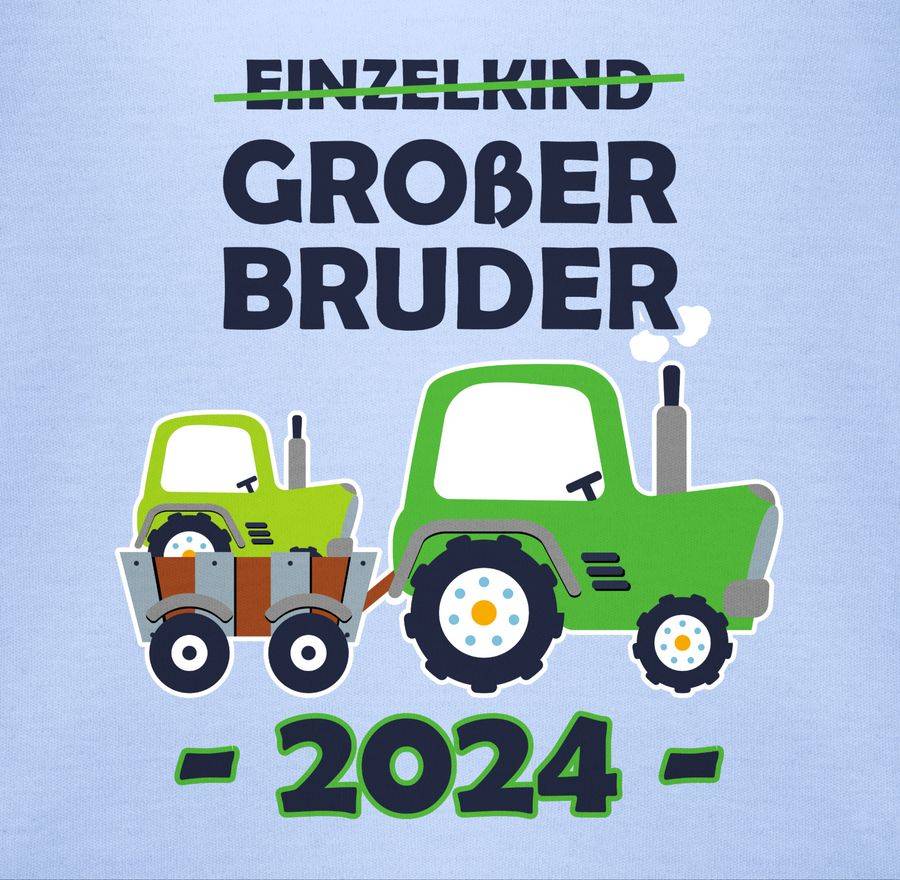 Shirtracer Einzelkind Großer Bruder 2024 Traktor: Tshirt Turnbeutel Shirtracer