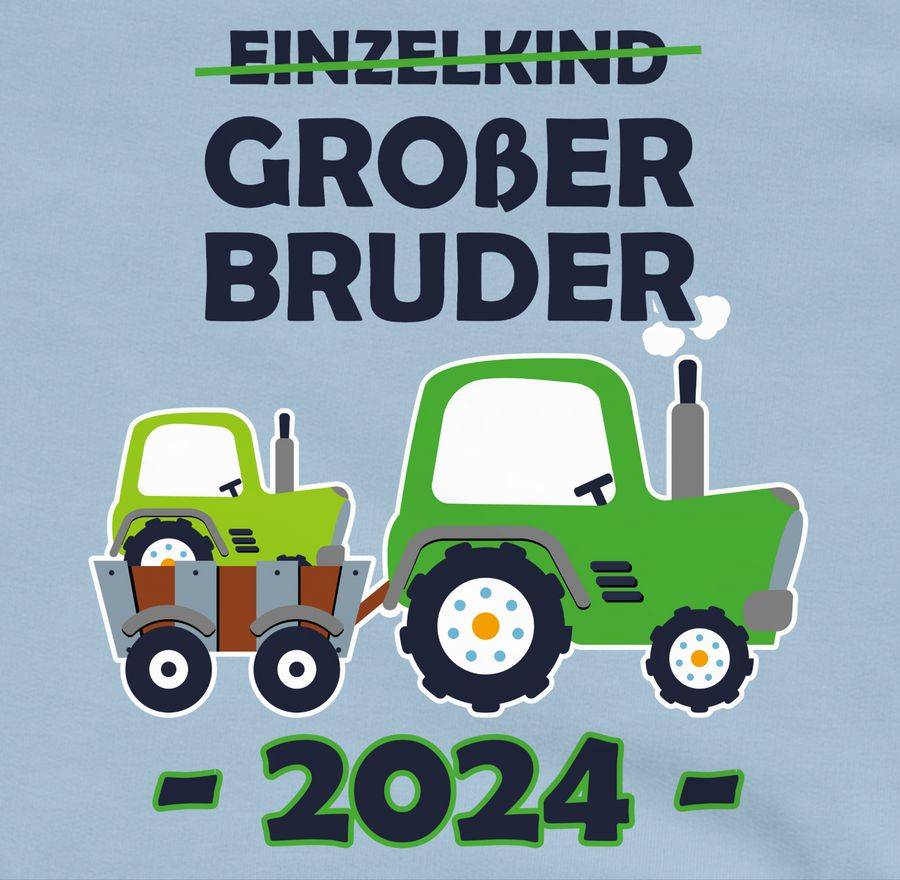 Shirtracer Einzelkind Großer Bruder 2024 Traktor: Tshirt Turnbeutel Shirtracer