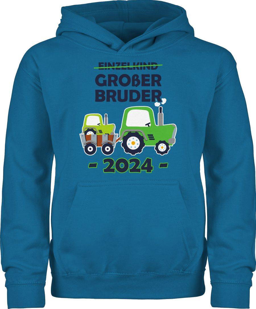Shirtracer Einzelkind Großer Bruder 2024 Traktor: Tshirt Turnbeutel Shirtracer