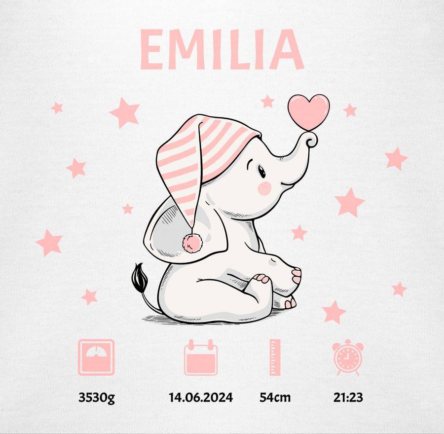 Shirtracer Elefant Geburtsdaten Geschenk Zur Geburt Shirts & Mehr Shirtracer