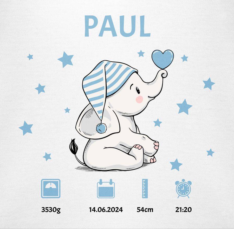 Shirtracer Elefant Geburtsdaten Geschenk Zur Geburt Shirts & Mehr Shirtracer