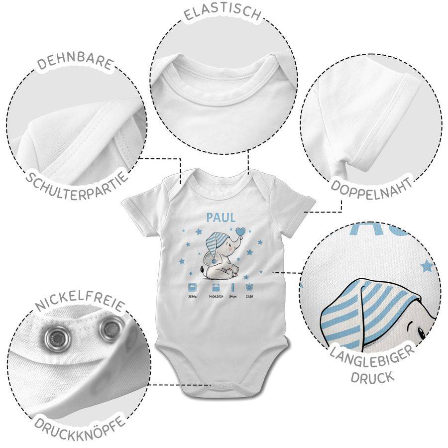 Shirtracer Elefant Geburtsdaten Geschenk Zur Geburt Shirts & Mehr Shirtracer