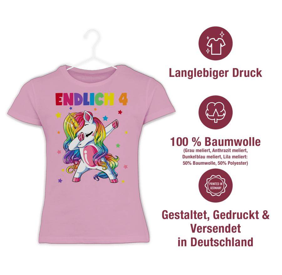Shirtracer Endlich 4 Jahre - Vier Jahre Dabbing Einhorn: T-Shirt Rucksack Shirtracer