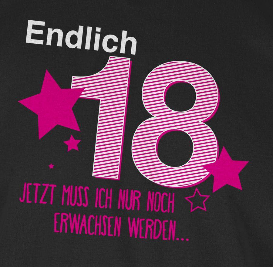 Shirtracer Endlich Achtzehn Fuchsia Weiß: T-Shirt Turnbeutel Shirtracer