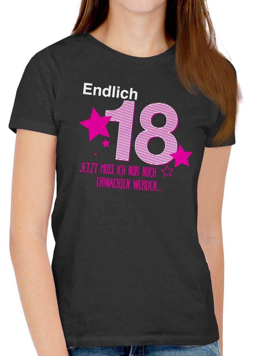 Shirtracer Endlich Achtzehn Fuchsia Weiß: T-Shirt Turnbeutel Shirtracer