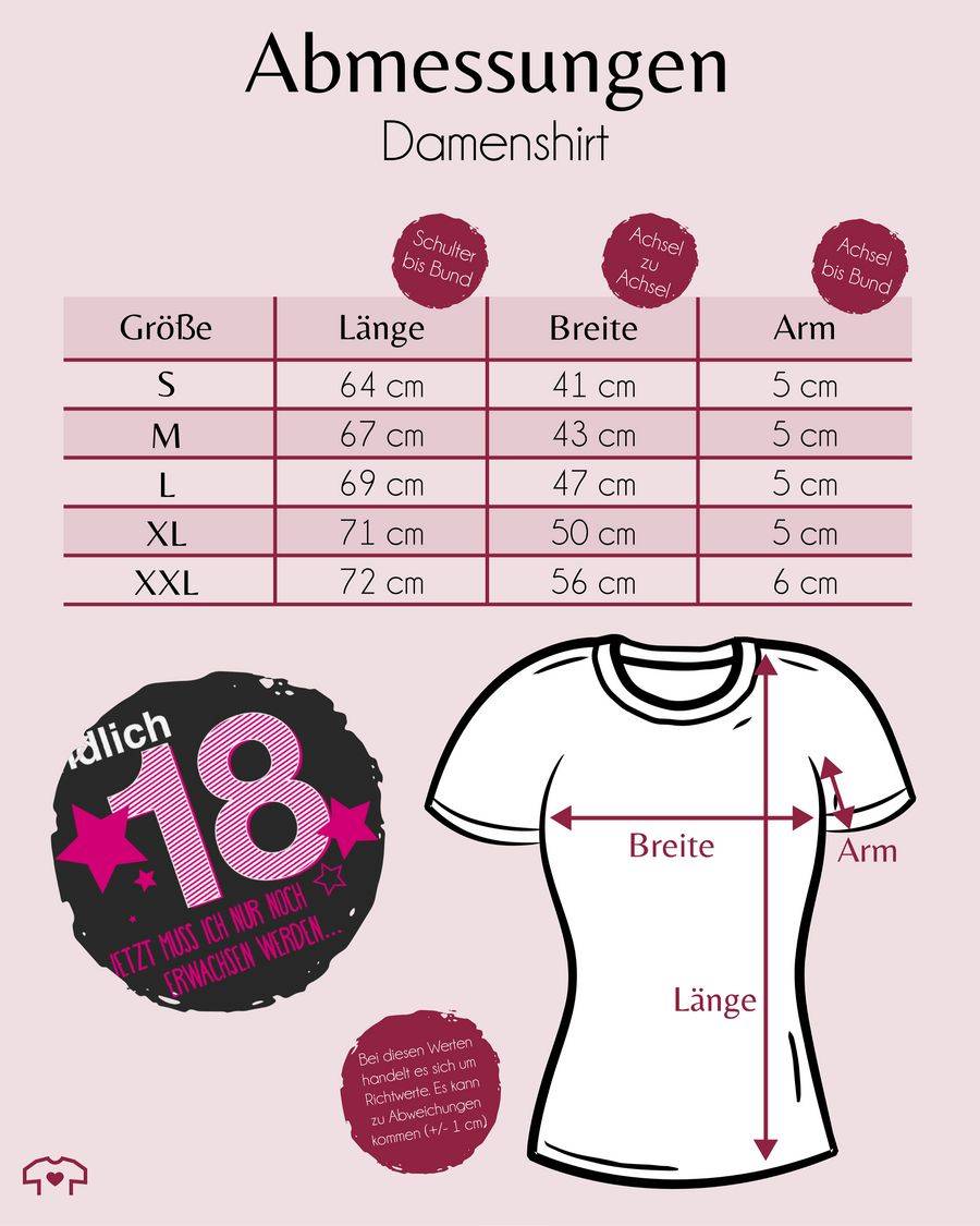 Shirtracer Endlich Achtzehn Fuchsia Weiß: T-Shirt Turnbeutel Shirtracer
