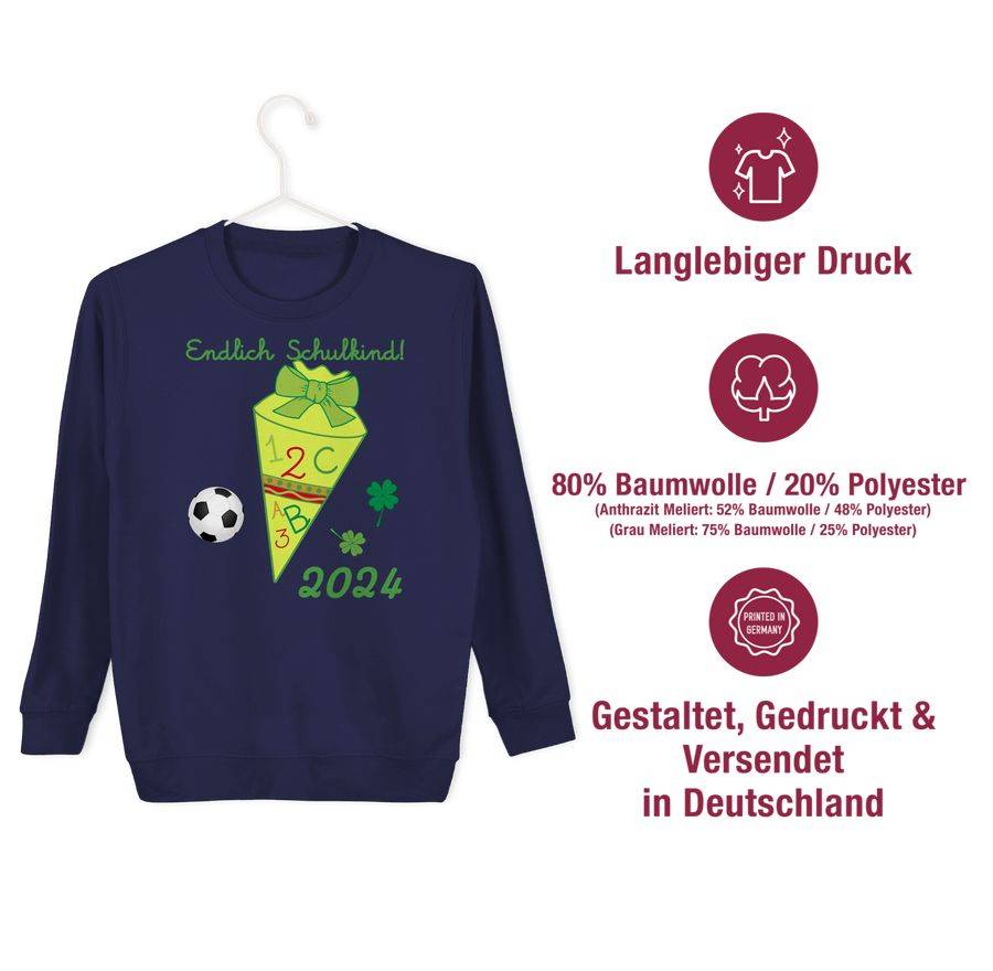 Shirtracer Endlich Schulkind 2024 Schultüte ABC Gelb/grün Shirts & Mehr Shirtracer