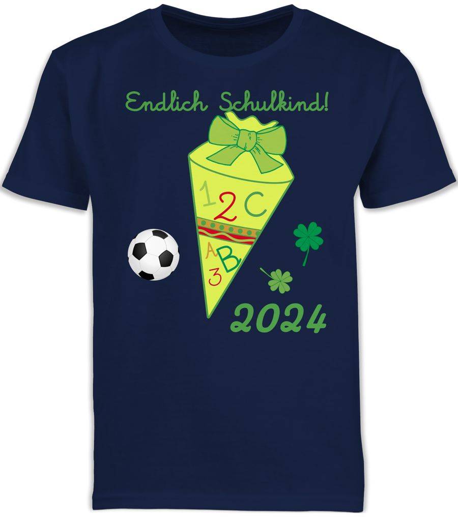 Shirtracer Endlich Schulkind 2024 Schultüte ABC gelb/grün Shirts & Mehr Shirtracer