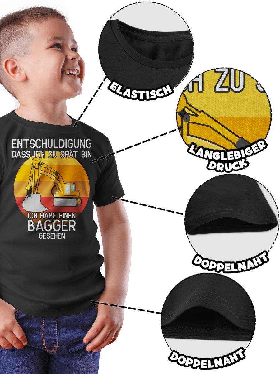 Shirtracer Entschuldigung Dass Ich Zu Spät Bin - Bagger Gesehen: T-Shirt Turnbeutel Shirtracer