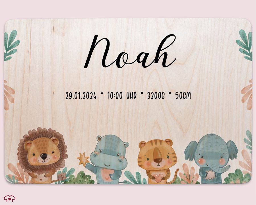 Shirtracer Erinnerungsbox Baby Personalisiert Erinnerungsbox Für Babys Tiere Löwe Nilpferd Tiger Elefant Shirtracer