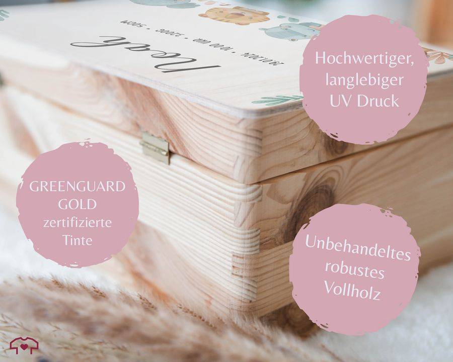 Shirtracer Erinnerungsbox Baby Personalisiert Erinnerungsbox Für Babys Tiere Löwe Nilpferd Tiger Elefant Shirtracer