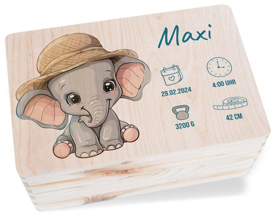 Shirtracer Erinnerungsbox Baby Personalisiert Mit Elefant Und Name Personalisierte Geschenke Baby Geburt Geschenke Zur Geburt Shirtracer