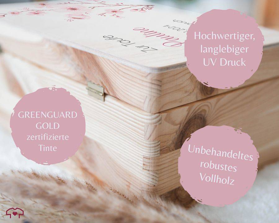 Shirtracer Erinnerungsbox Baby Taufe Mit Kirschblüten Box Taufe Personalisiert Taufgeschenk Erinnerungsbox An Die Taufe Shirtracer