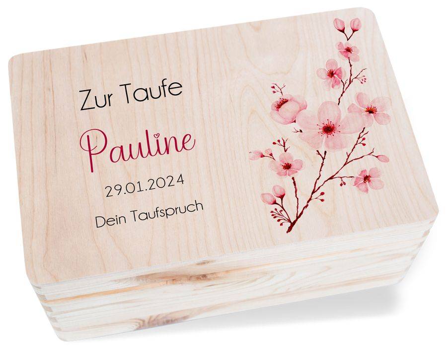 Shirtracer Erinnerungsbox Baby Taufe Mit Kirschblüten Box Taufe Personalisiert Taufgeschenk Erinnerungsbox An Die Taufe Shirtracer