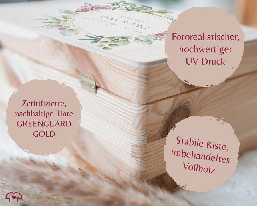 Shirtracer Erinnerungsbox Unsere Hochzeit Mit Blumenkranz Personalisiert Geschenke Zur Hochzeit Shirtracer
